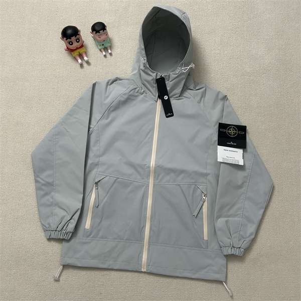 ストーンアイランド コピー ジャケット メンズ ブラック ライトグレー フード ジッパーポケット STONE ISLAND