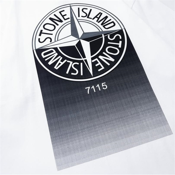 ストーンアイランド 偽物 Tシャツ 白 ロゴ グラデーションデザイン コットン 洗練 カジュアル STONE ISLAND