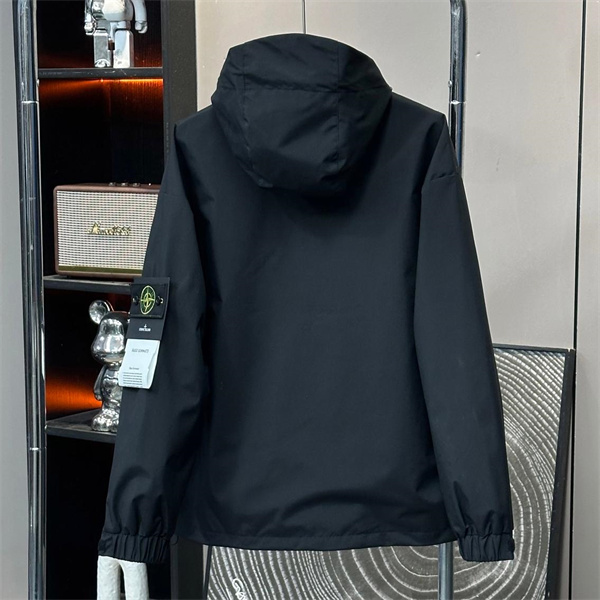 STONE ISLAND 偽物 ジャケット メンズ ブラック ダブルジッパーポケット アイコニックパッチ ストーンアイランド