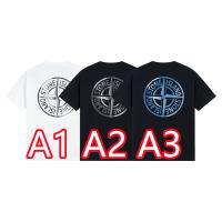 メンズ ストーンアイランド スーパーコピー Tシャツ グラフィック ブルー 大きなロゴ モダン STONE ISLAND