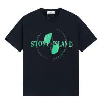 STONE ISLAND コピー Tシャツ ネイビーカラー ロゴプリント コットン ストリートファッション ストーンアイランド