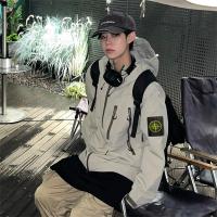 ストーンアイランド 偽物 ジャケット メンズ ライトベージュ 撥水素材 フード付き 複数ポケット STONE ISLAND