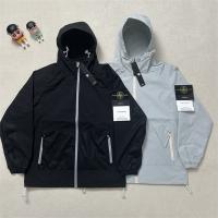 ストーンアイランド コピー ジャケット メンズ ブラック ライトグレー フード ジッパーポケット STONE ISLAND