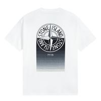 ストーンアイランド 偽物 Tシャツ 白 ロゴ グラデーションデザイン コットン 洗練 カジュアル STONE ISLAND