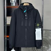 STONE ISLAND 偽物 ジャケット メンズ ブラック ダブルジッパーポケット アイコニックパッチ ストーンアイランド
