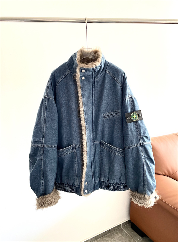 味わい加工  STONE ISLAND ストーンアイランド コピーボアライニング デニム ジャケット