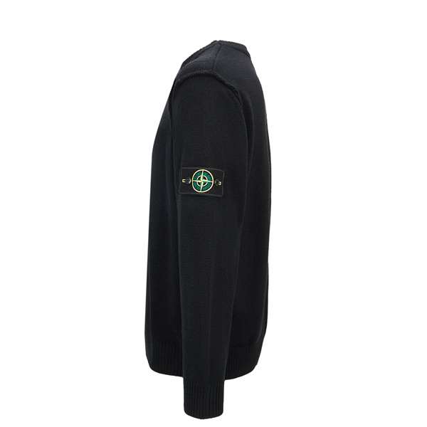 洗練印象 きれい編み クルーネック ニット ブラック STONE ISLAND ストーンアイランド コピー