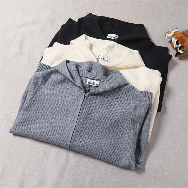 上質編み 立体質感 ジップアップ ニット パーカー  STONE ISLAND ストーンアイランド コピー