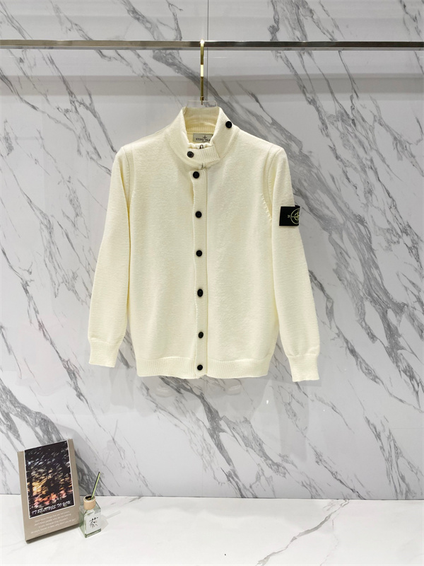 洗練 ニット編地 スタンドネック カーディガン ストーンアイランド コピー STONE ISLAND