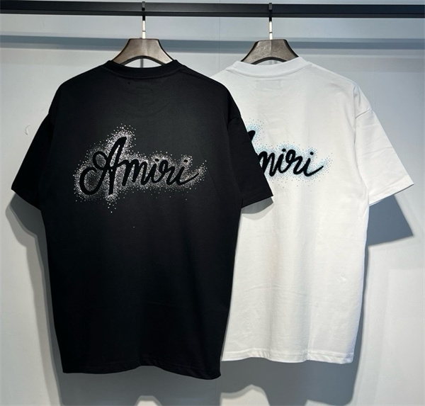 AMIRI アミリ 半袖Tシャツ ラインストーン装飾 フロッキープリント オーバーサイズ ストリート ラグジュアリー メンズ レディース