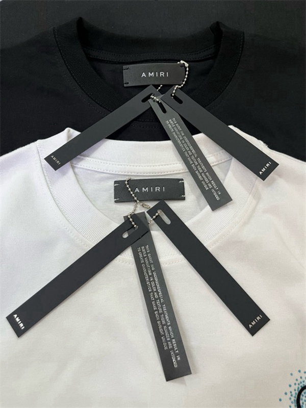 AMIRI アミリ 半袖Tシャツ ラインストーン装飾 フロッキープリント オーバーサイズ ストリート ラグジュアリー メンズ レディース