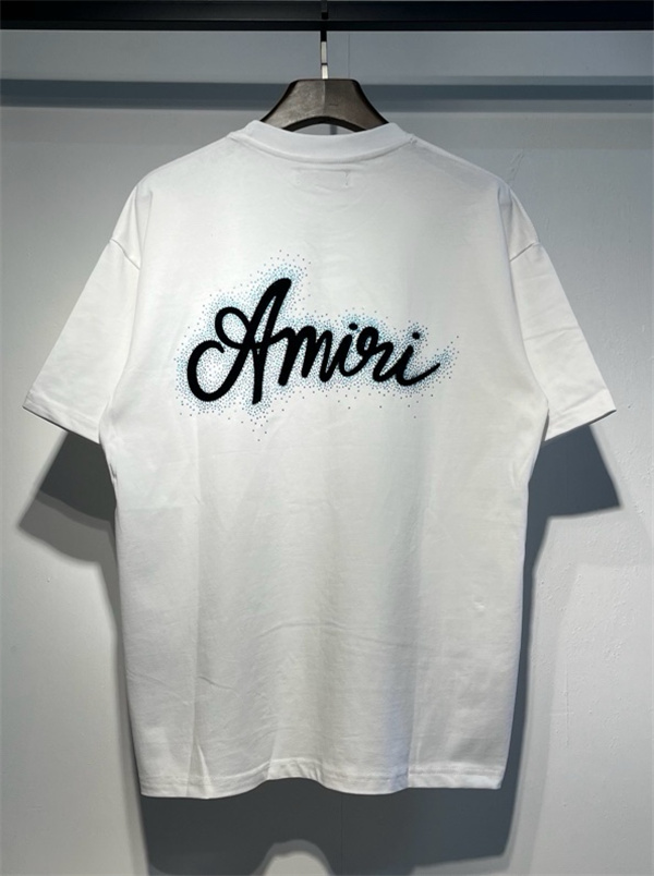 AMIRI アミリ 半袖Tシャツ ラインストーン装飾 フロッキープリント オーバーサイズ ストリート ラグジュアリー メンズ レディース