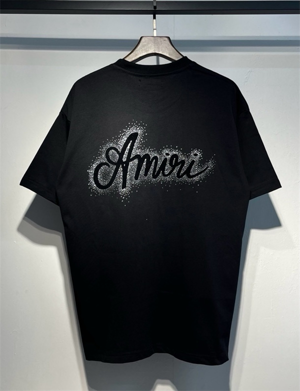 AMIRI アミリ 半袖Tシャツ ラインストーン装飾 フロッキープリント オーバーサイズ ストリート ラグジュアリー メンズ レディース