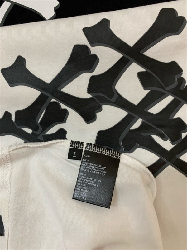 アミリ AMIRI コピー BONES STACKED Tシャツ メンズ 半袖 骨プリント ストリート ブラック ロゴT オーバーサイズ
