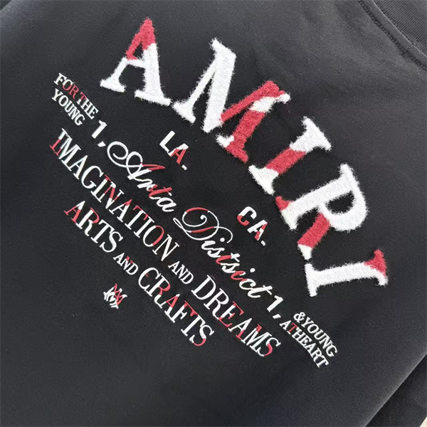 2026新作トレンドロゴ刺繍 半袖 クルーネック AMIRI アミリ コピー Tシャツ人気