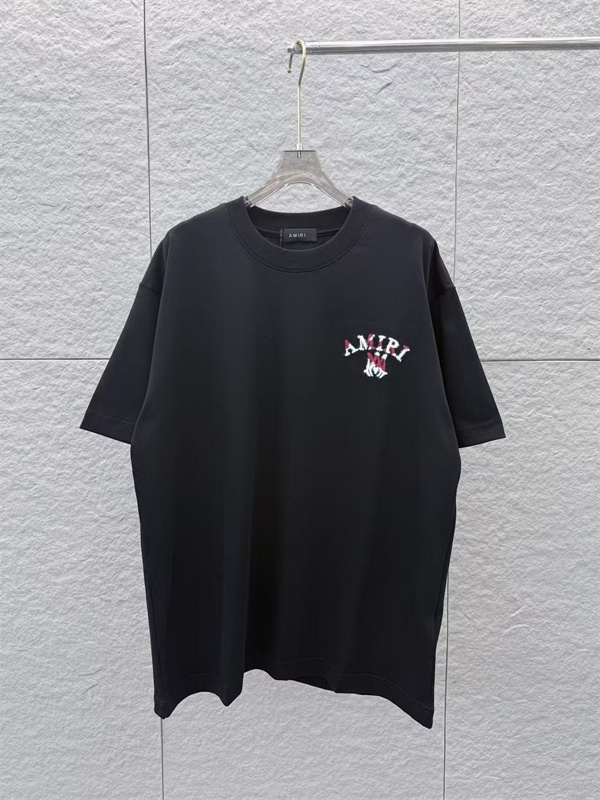 2026新作トレンドロゴ刺繍 半袖 クルーネック AMIRI アミリ コピー Tシャツ人気