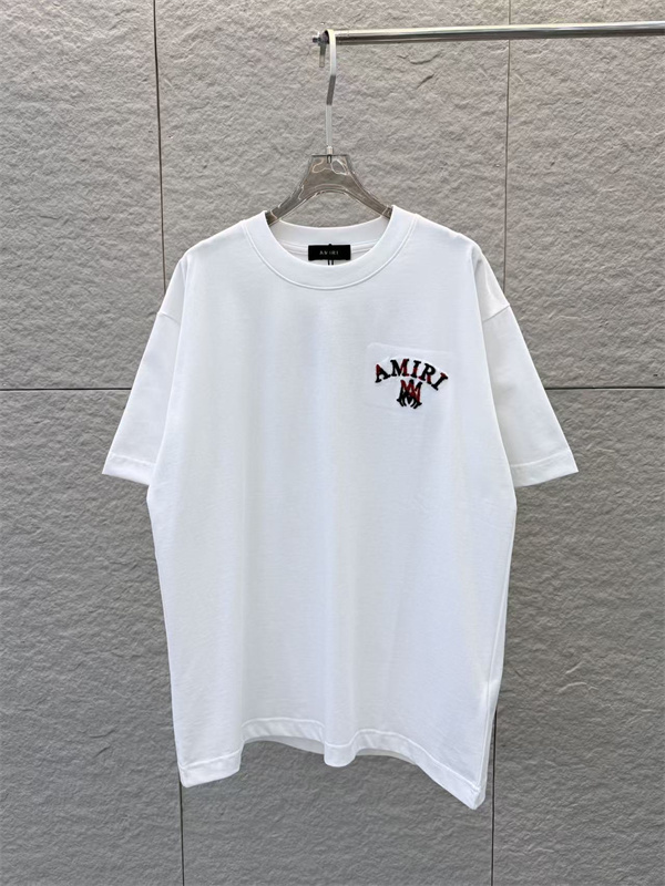 2026新作トレンドロゴ刺繍 半袖 クルーネック AMIRI アミリ コピー Tシャツ人気