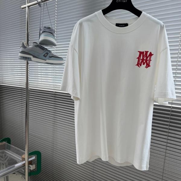 AMIRI アミリ 2026新作 立体ロゴ 半袖Tシャツ 重磅コットン ゆったりシルエット 着映え 旬顔 カジュアル トップス 男女兼用
