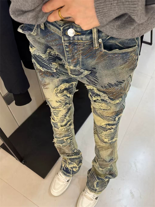 アートダメージ ヴィンテージウォッシュ AMIRI アミリ コピー デニム 2026人気 立体 シャープシルエット ハイセンス