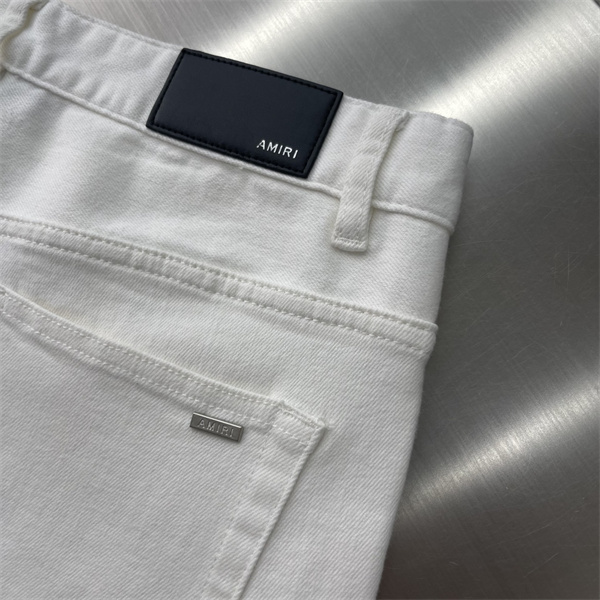 AMIRI アミリ 2026新作 ダメージ ホワイトデニムパンツ ストレッチ スリムフィット ジーンズ メンズ