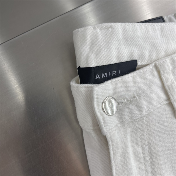 AMIRI アミリ 2026新作 ダメージ ホワイトデニムパンツ ストレッチ スリムフィット ジーンズ メンズ