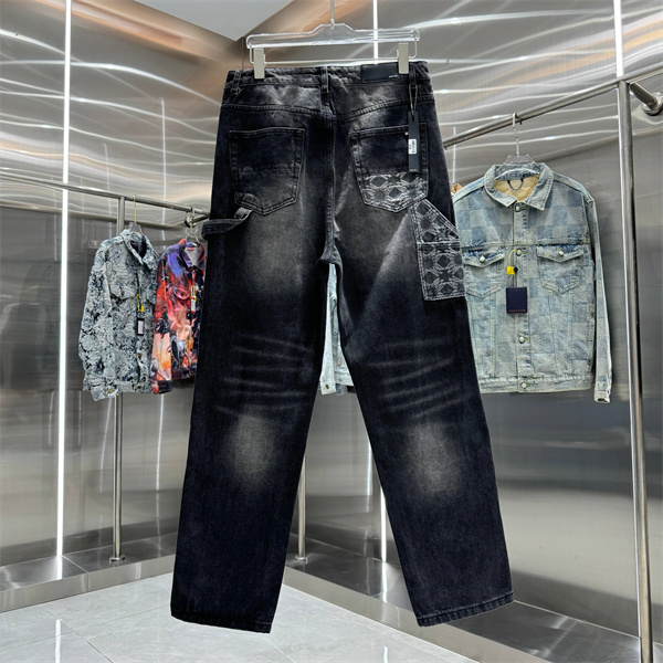 ジャカードパネル モノグラム調切替 ヴィンテージウォッシュ AMIRI アミリ コピー デニムパンツ ストレートシルエット 話題沸騰