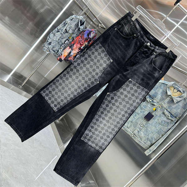 ジャカードパネル モノグラム調切替 ヴィンテージウォッシュ AMIRI アミリ コピー デニムパンツ ストレートシルエット 話題沸騰
