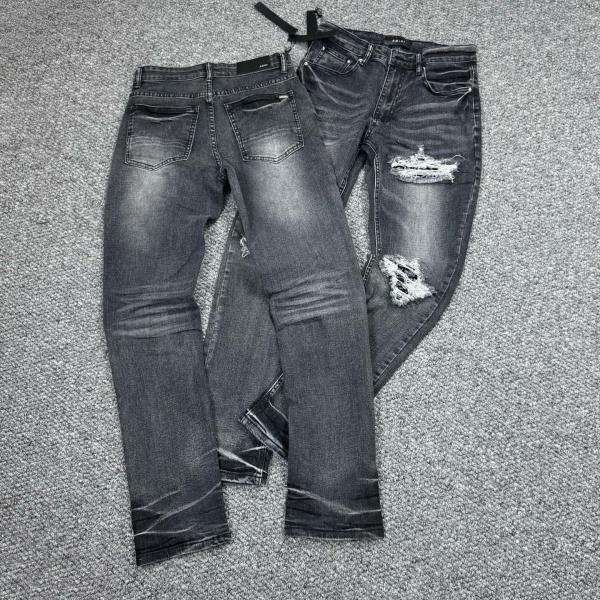  膝リブ切替 クラッシュアクセント AMIRI アミリ コピー バイカーデニムパンツ 細身フィット メンズ 話題度上昇