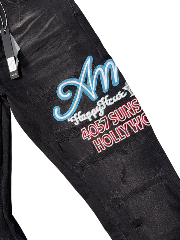 立体ヒゲ落ち AMIRI アミリ コピー グラフィックジーンズ 主役級ボトム 海外ストリート注目