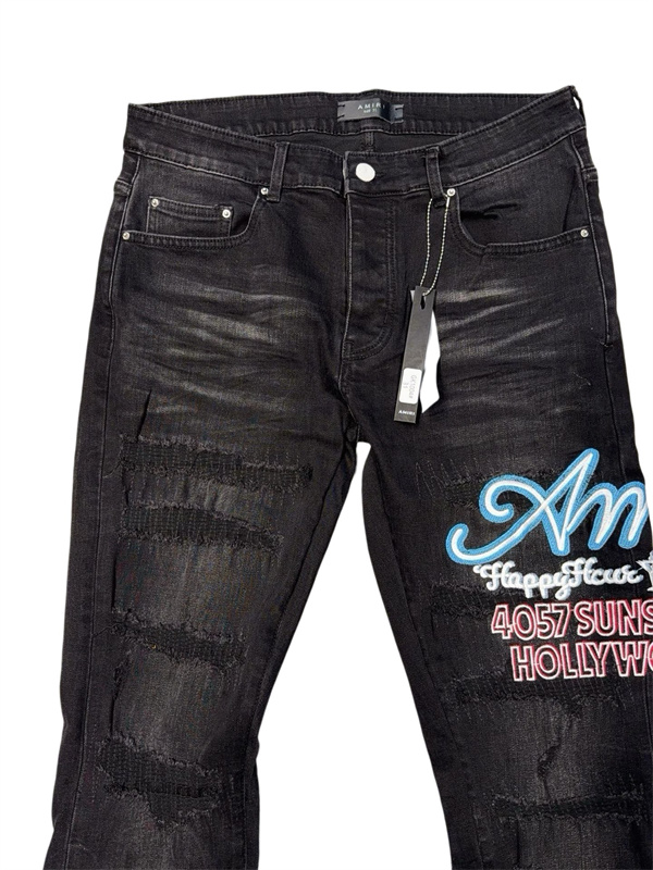 立体ヒゲ落ち AMIRI アミリ コピー グラフィックジーンズ 主役級ボトム 海外ストリート注目
