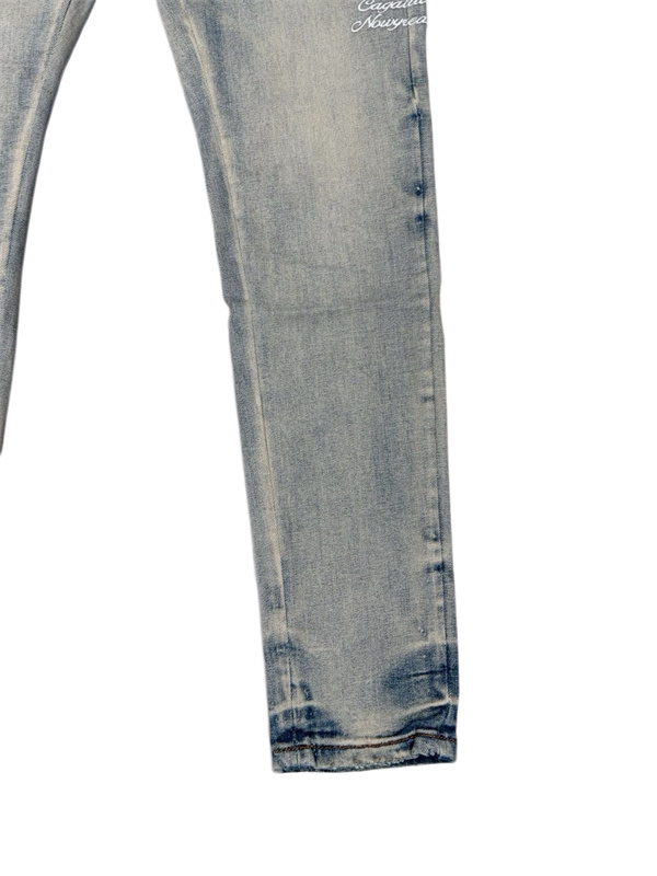 スクリプト刺繍 ヴィンテージフェード AMIRI アミリ コピー デニムパンツ スリムストレート 注目度急伸