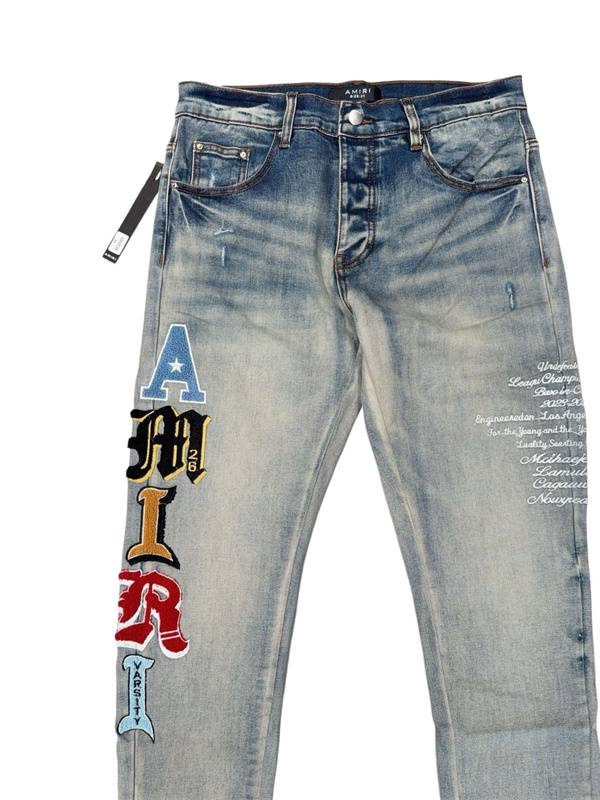 スクリプト刺繍 ヴィンテージフェード AMIRI アミリ コピー デニムパンツ スリムストレート 注目度急伸