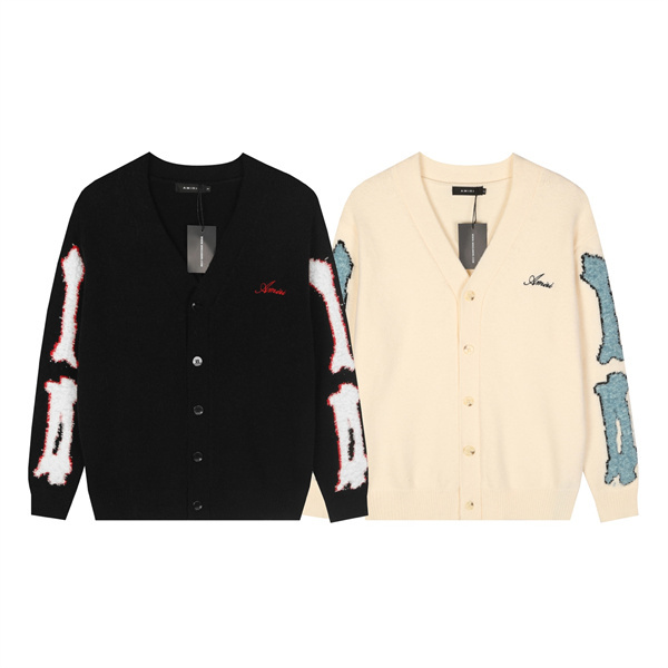 袖レタリング 配色アクセント 柔らかな風合い AMIRI アミリ コピー ボタンカーディガン ストリートモード 着映え本命