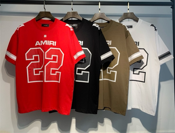 ショルダーグラフィック AMIRI アミリ コピー 半袖Tシャツ 配色ライン オーバーシルエット メンズ 話題加速