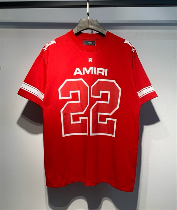 ショルダーグラフィック AMIRI アミリ コピー 半袖Tシャツ 配色ライン オーバーシルエット メンズ 話題加速