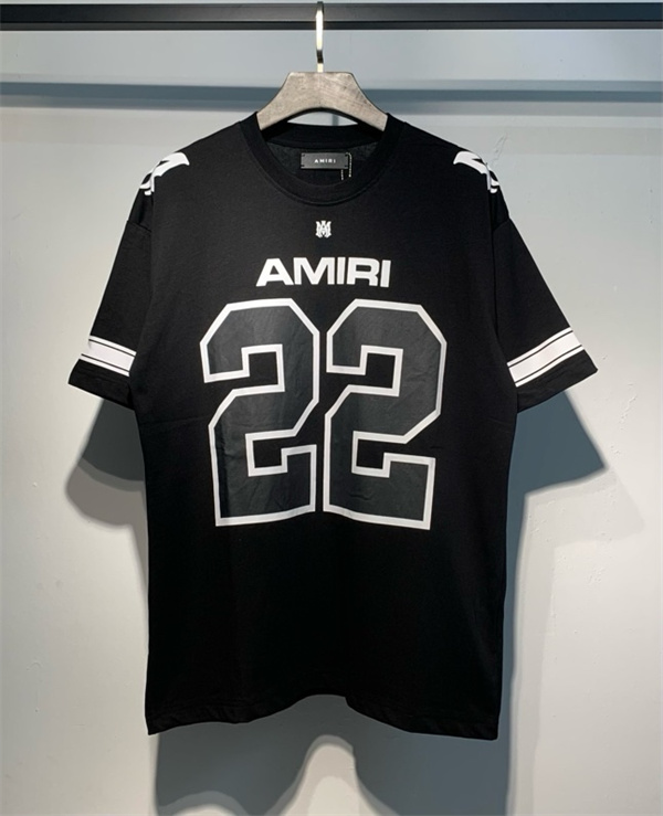ショルダーグラフィック AMIRI アミリ コピー 半袖Tシャツ 配色ライン オーバーシルエット メンズ 話題加速