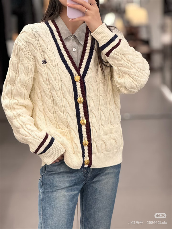 セリース コピーケーブル編みカーディガン メンズ ボタン付き ホワイトカラー