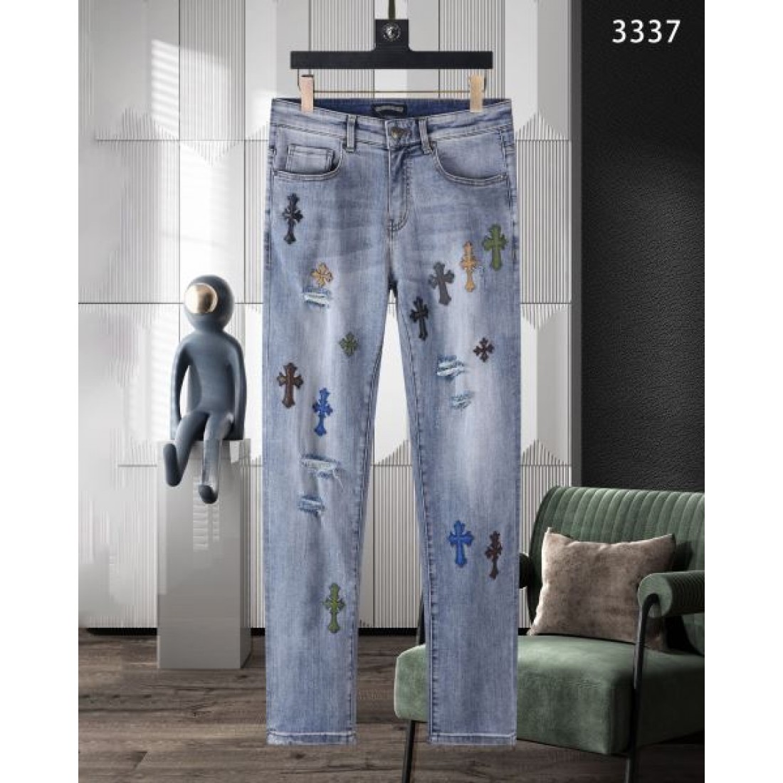 デザイン注目 CHROME HEARTS クロムハーツ コピー ウォッシュジーンズ ヴィンテージ加工 ストリート主役級