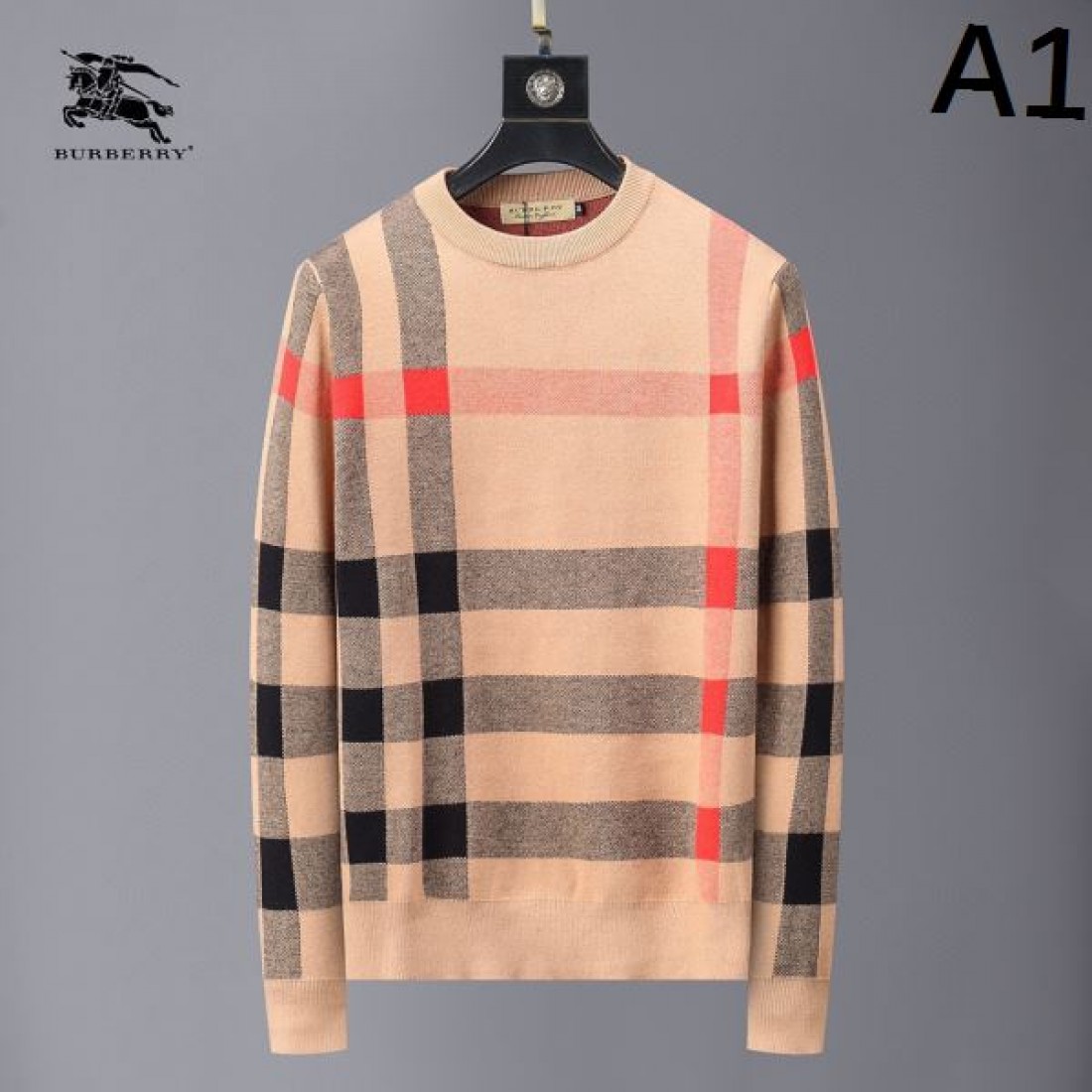 品質映え メンズニット 格子柄デザイン リブ仕立て BURBERRY バーバリー コピー 長袖ニットセーター 端正シルエット