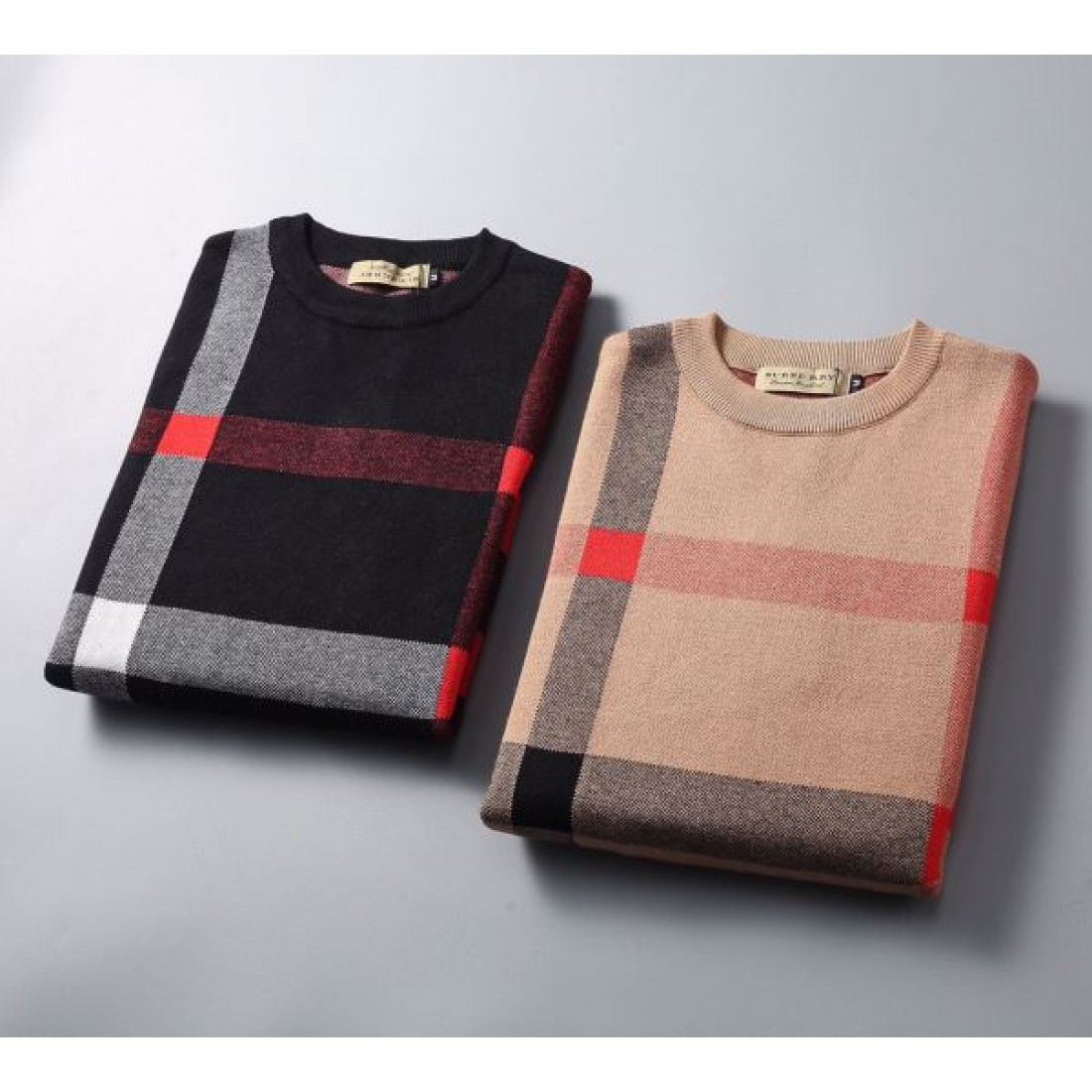 品質映え メンズニット 格子柄デザイン リブ仕立て BURBERRY バーバリー コピー 長袖ニットセーター 端正シルエット