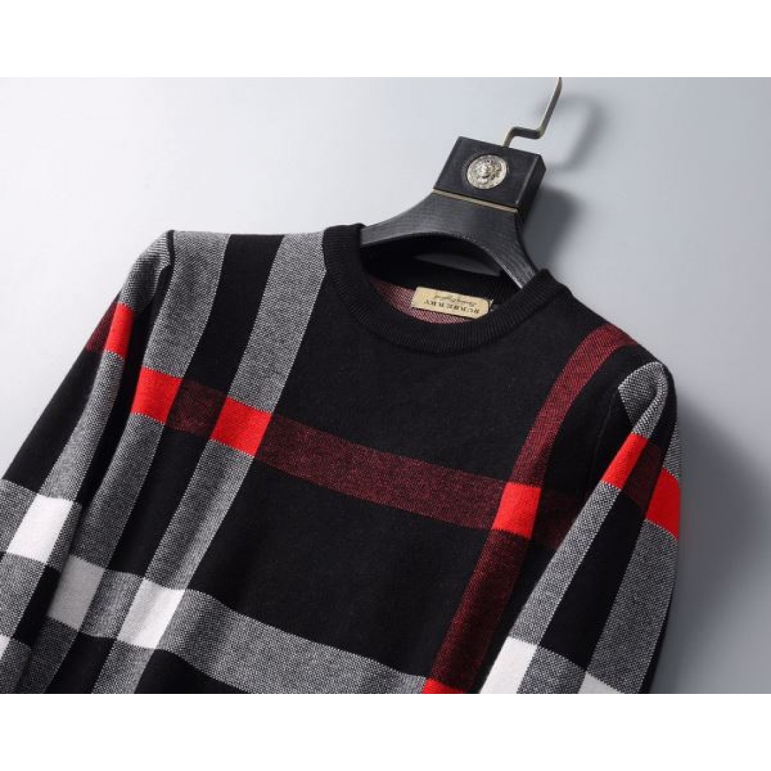 品質映え メンズニット 格子柄デザイン リブ仕立て BURBERRY バーバリー コピー 長袖ニットセーター 端正シルエット