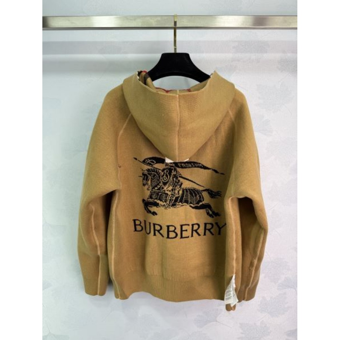 定番映え 長袖ニットセーター 配色ライン BURBERRY バーバリー コピー フーデッドニット ドローコードフード