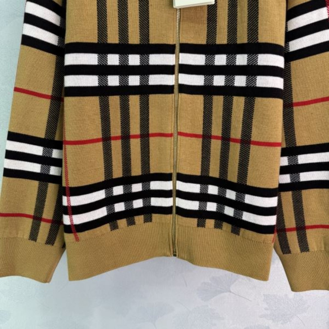 定番映え 長袖ニットセーター 配色ライン BURBERRY バーバリー コピー フーデッドニット ドローコードフード