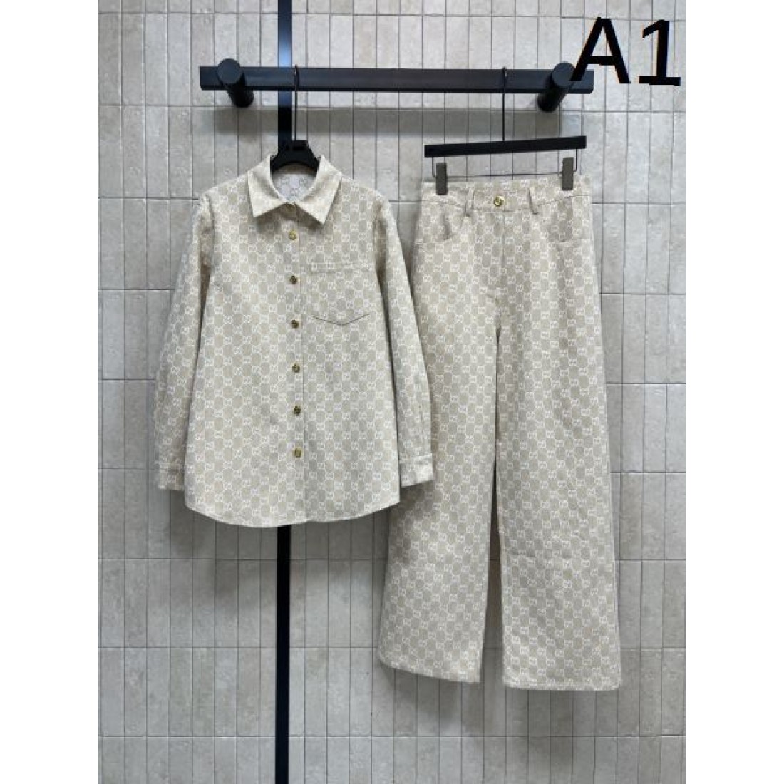 GG総柄ジャカード 長袖シャツ ワイドパンツ GUCCI グッチ コピー 上下セット 軽やかシルエット 新作注目