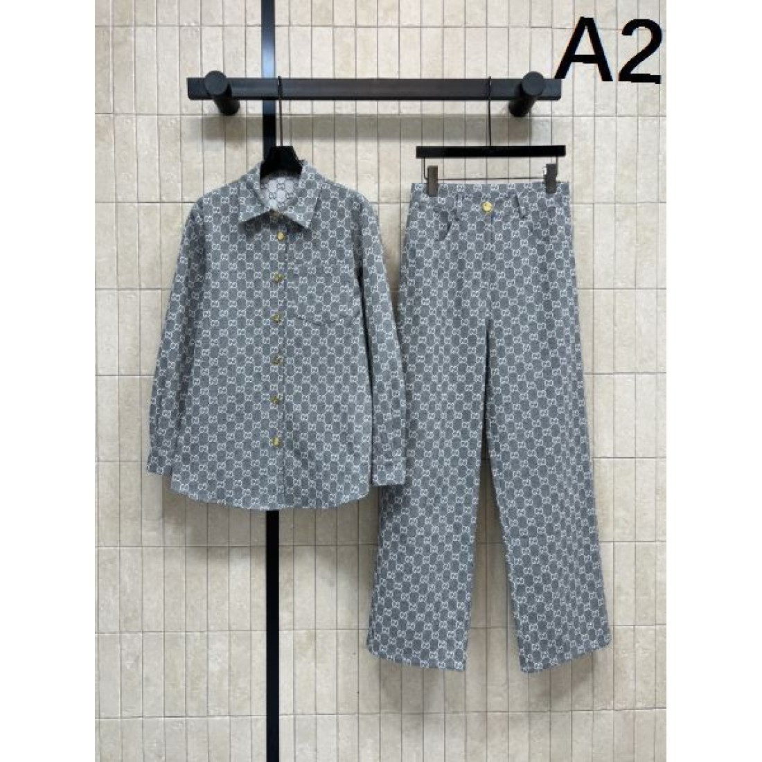 GG総柄ジャカード 長袖シャツ ワイドパンツ GUCCI グッチ コピー 上下セット 軽やかシルエット 新作注目