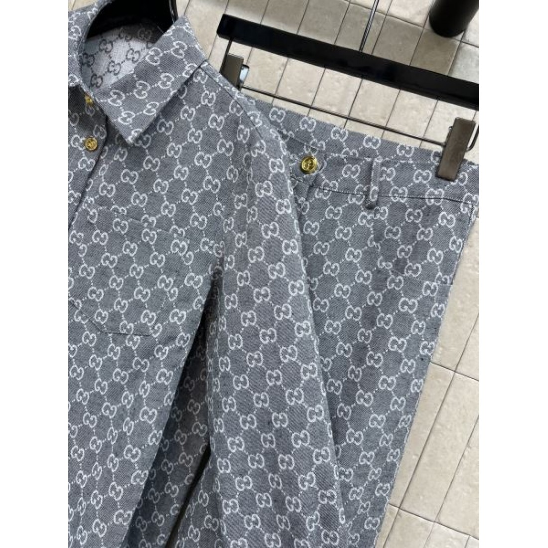 GG総柄ジャカード 長袖シャツ ワイドパンツ GUCCI グッチ コピー 上下セット 軽やかシルエット 新作注目