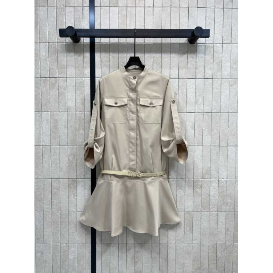 ウエストマーク ロングスリーブドレス 大人カジュアル トレンド感 LOEWE ロエベ コピー シャツワンピース 人気ライン