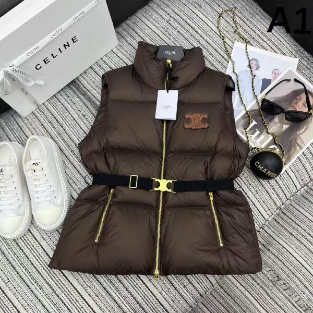 ジレ フードレスデザイン ウエストマーク CELINE セリーヌ コピー ベルトダウン モードカジュアル 人気