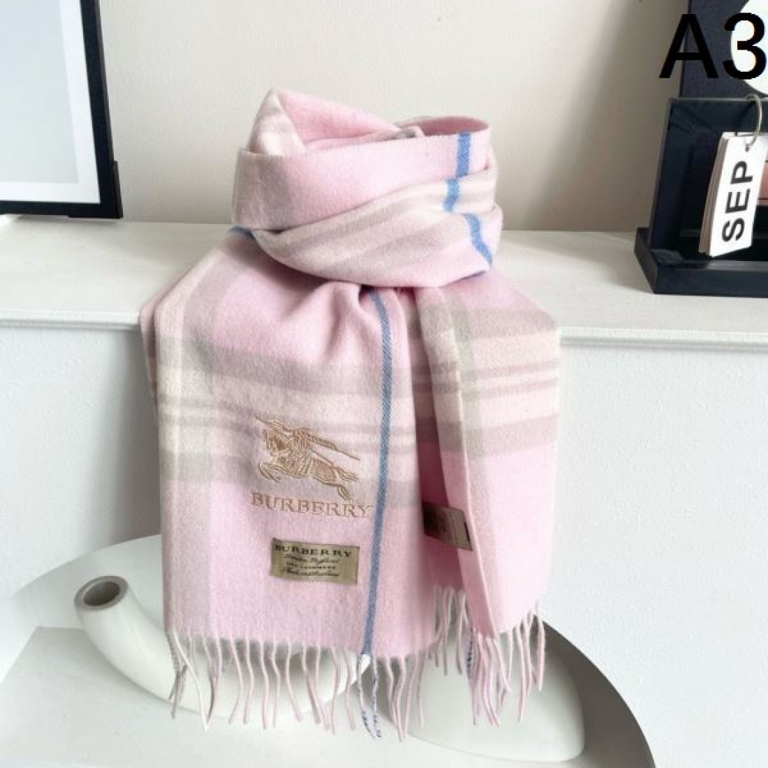 チェック柄 ロゴ刺繍風 フリンジ付き 落ち着き配色 BURBERRY バーバリー コピー マフラー 通勤にも休日にも