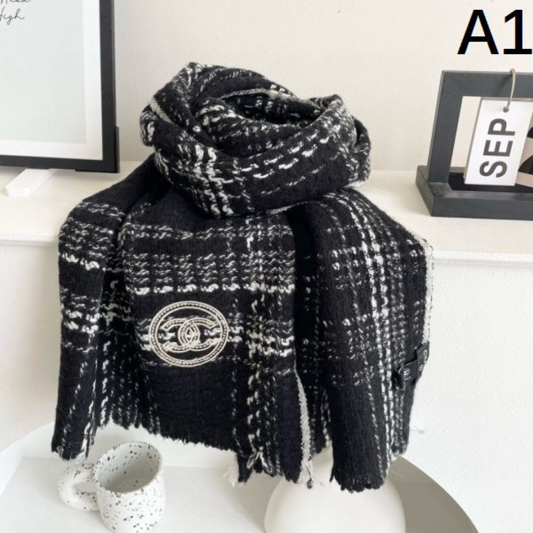 ミックスカラー CHANEL シャネル コピー ストール ピンク×ボルドー×グレーライン ニット織りデザイン 柔らかな巻き心地